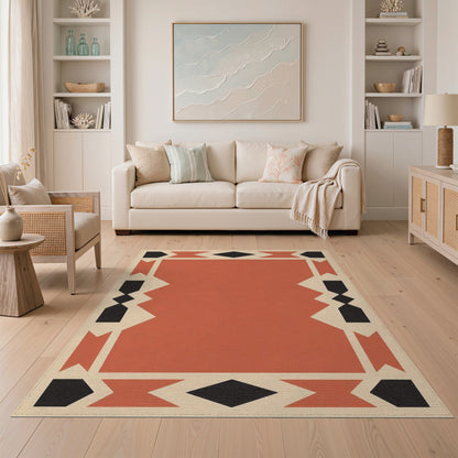Geometric Orange Southwestern Orange Geometric Area Rug