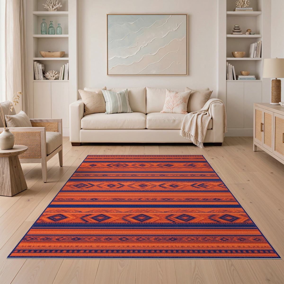 Orange Heritage Tribal Stripe Area Rug