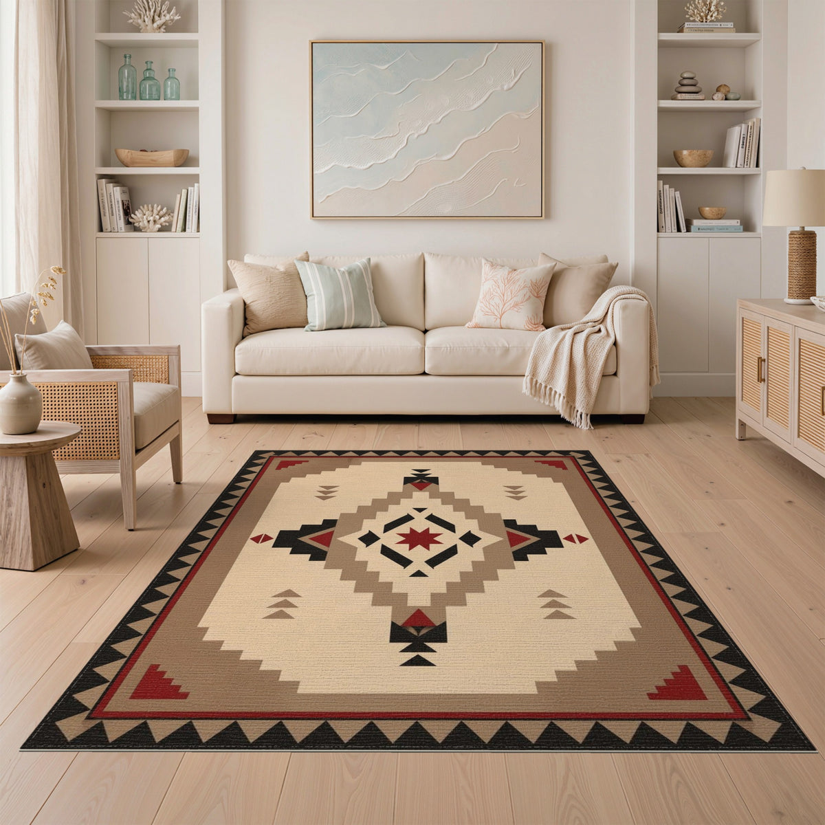 Southwestern Geometric Brown Tan No. 2 Area Rug