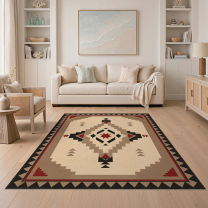 Southwestern Geometric Brown Tan No. 2 Area Rug