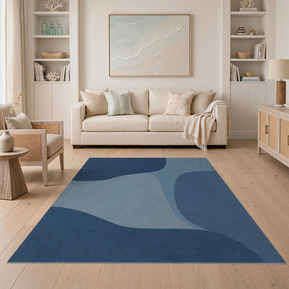 Flowing Blue Abstract Area Rug