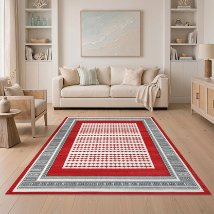 Red Diamond Lattice Area Rug