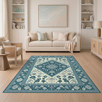 Blue Teal Persian Medallion No. 11 Area Rug
