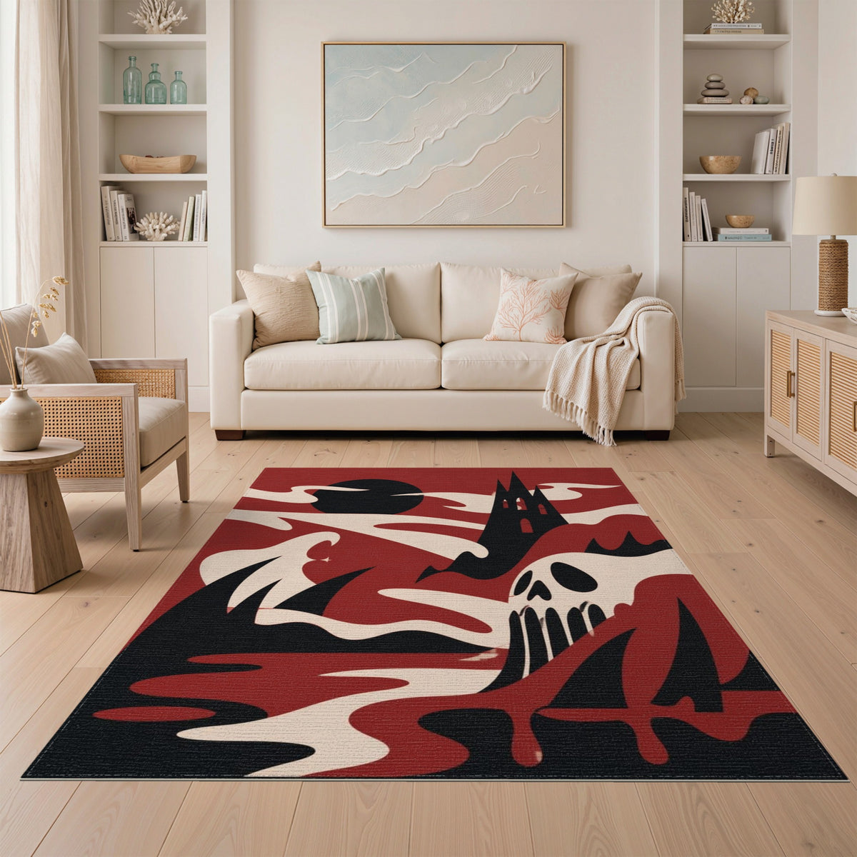 Gothic Red Skull Cathedral Area Rug