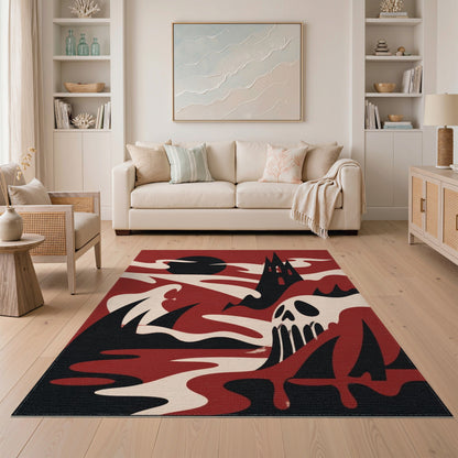 Gothic Red Skull Cathedral Area Rug