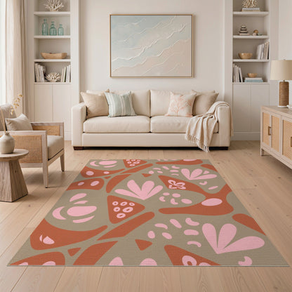 Abstract Brown Tan Area Rug