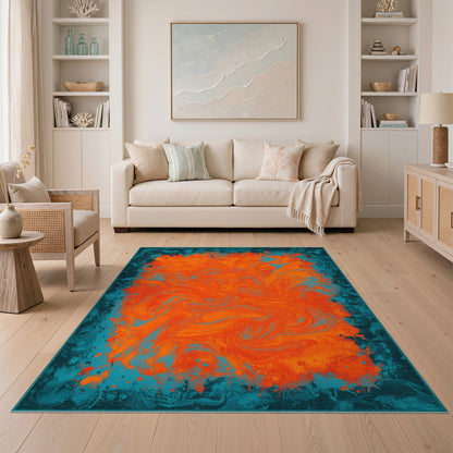 Vibrant Abstract Area Vibrant Orange Swirl Abstract Area Rug