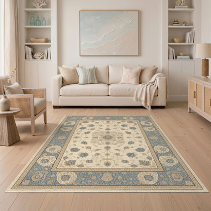 Blue and Teal Traditional Persian Blue Floral Persian Area Rug