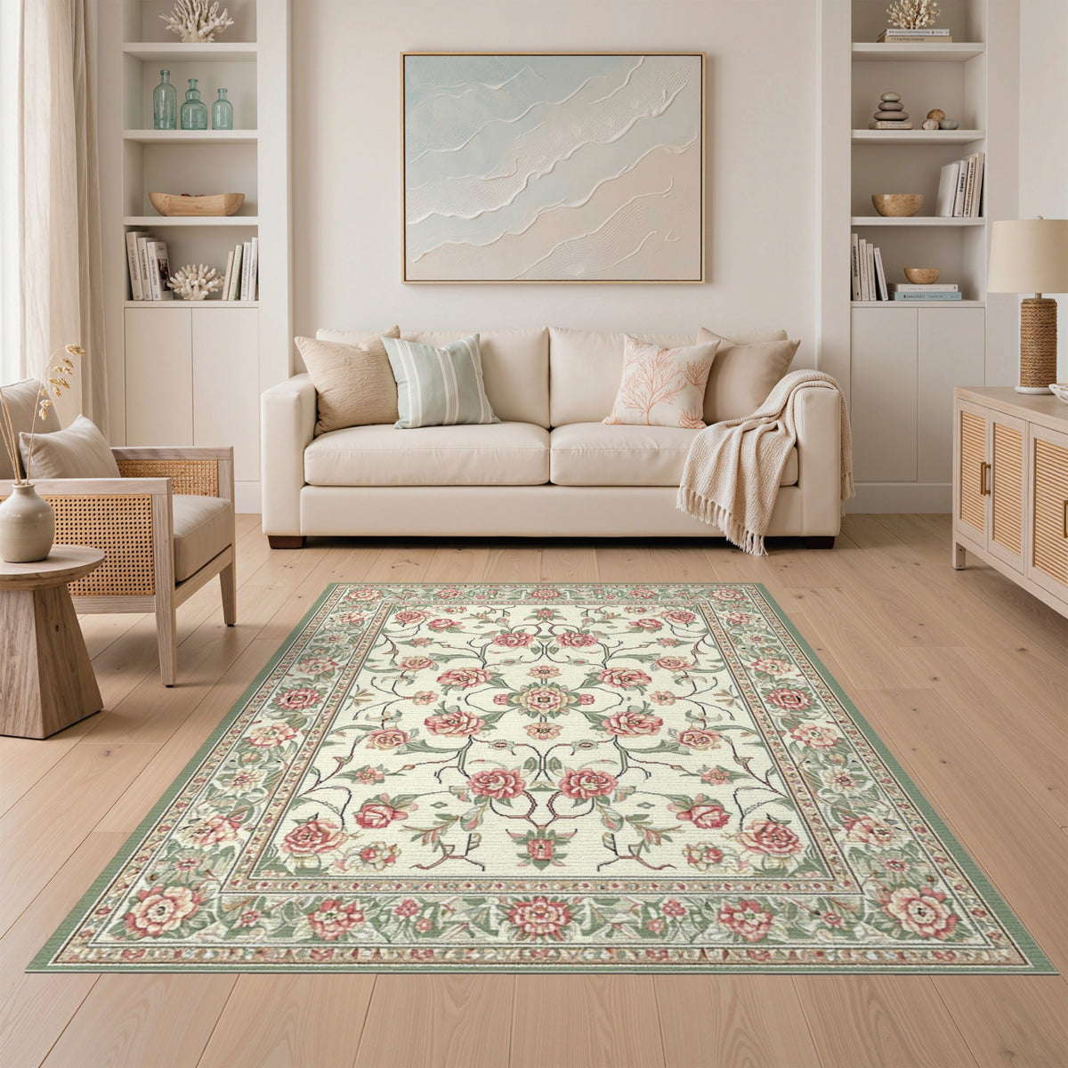 Pink Rose Floral Vintage No. 34 Area Rug