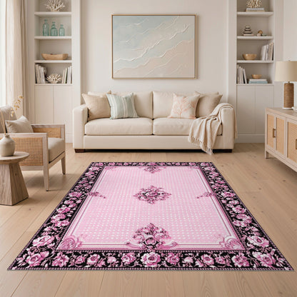 Pink Rose Floral Vintage No. 12 Area Rug