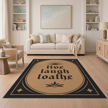 Brown and Tan Live Laugh Loathe Vintage Area Rug