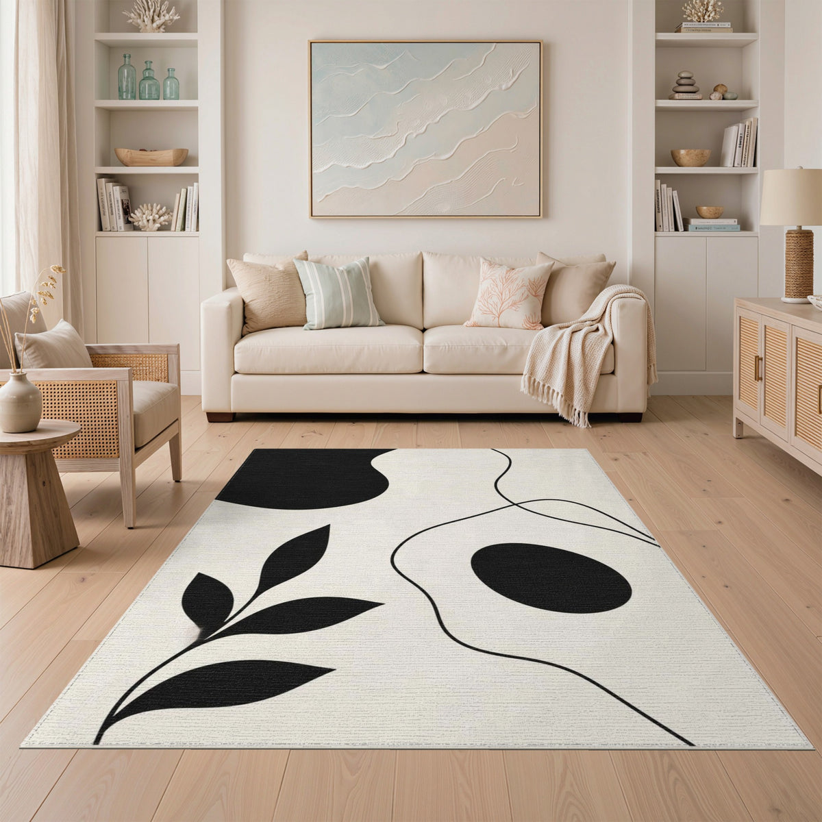 Black White Abstract Area Rug