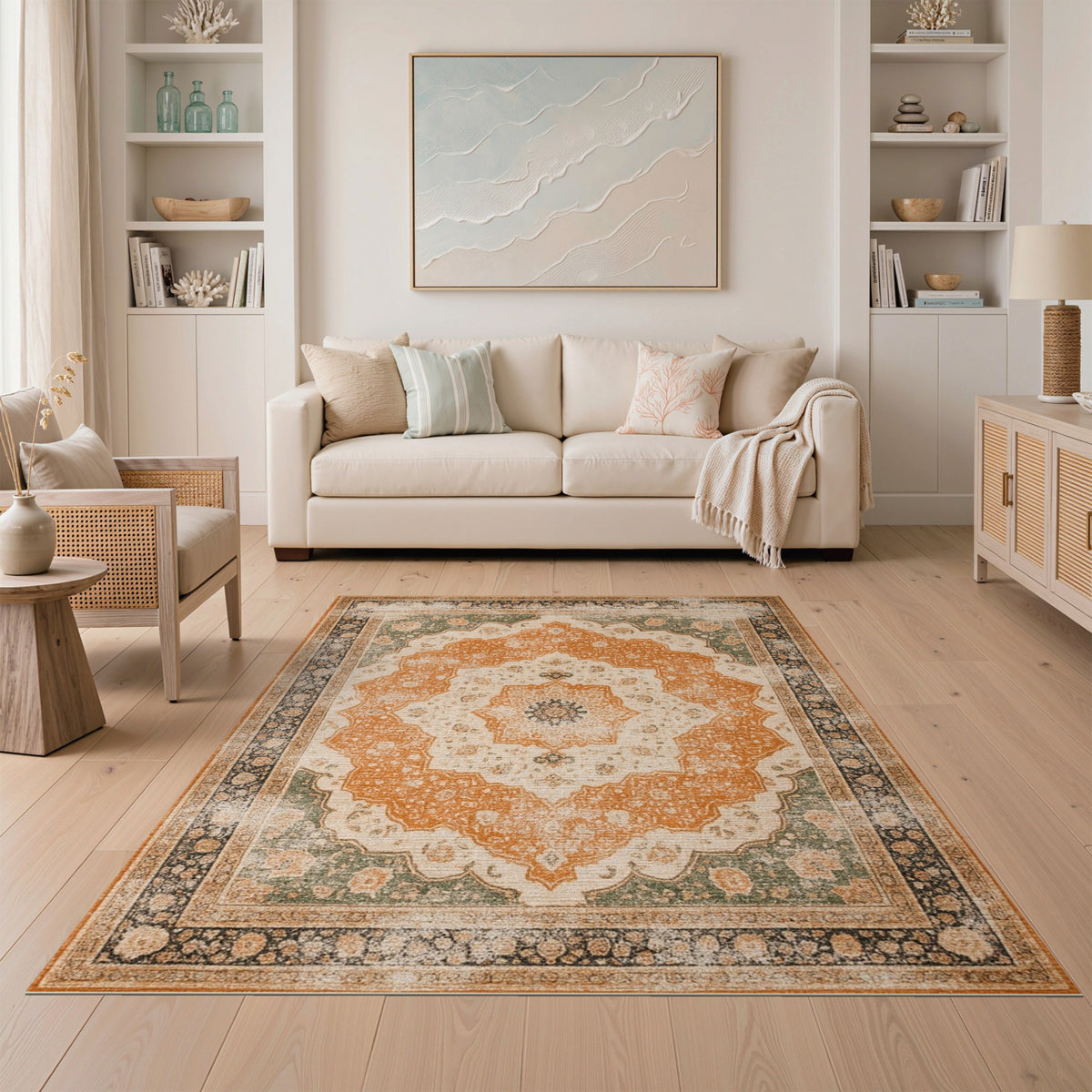 Vintage Persian Medallion Area Rug