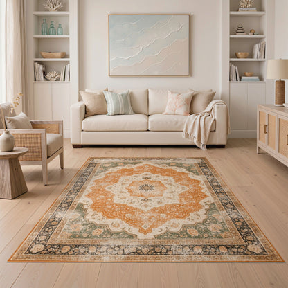 Vintage Persian Medallion Area Rug
