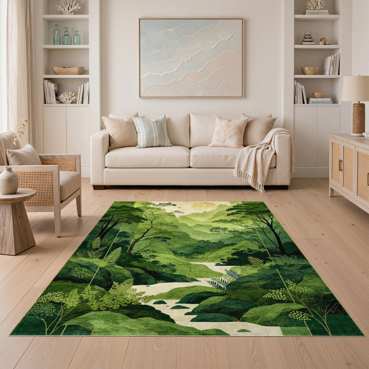 Verdant Green Mountain Valley Area Rug