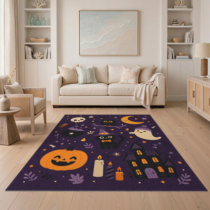 Cute Halloween Purple Kids Cartoon Area Rug