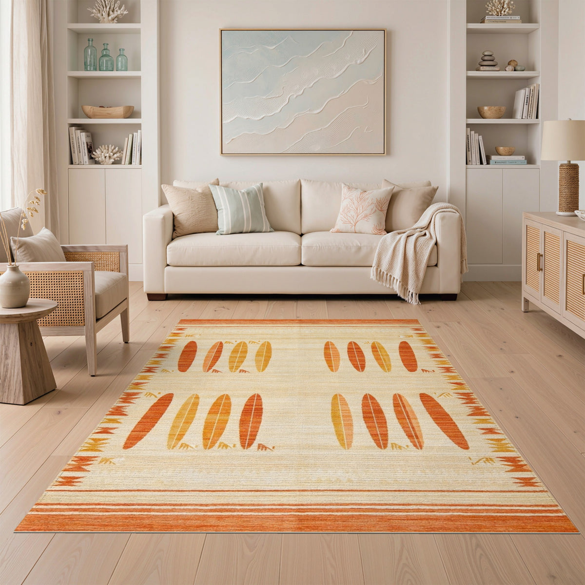 Orange Southwestern Surfboard Area Rug