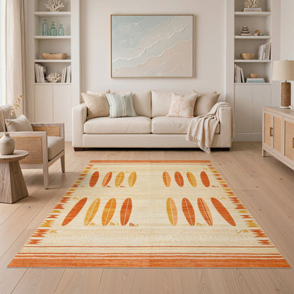 Orange Southwestern Surfboard Area Rug