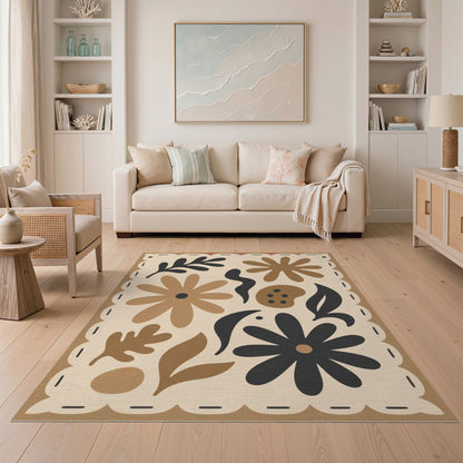 Beige Floral Vintage Area Rug