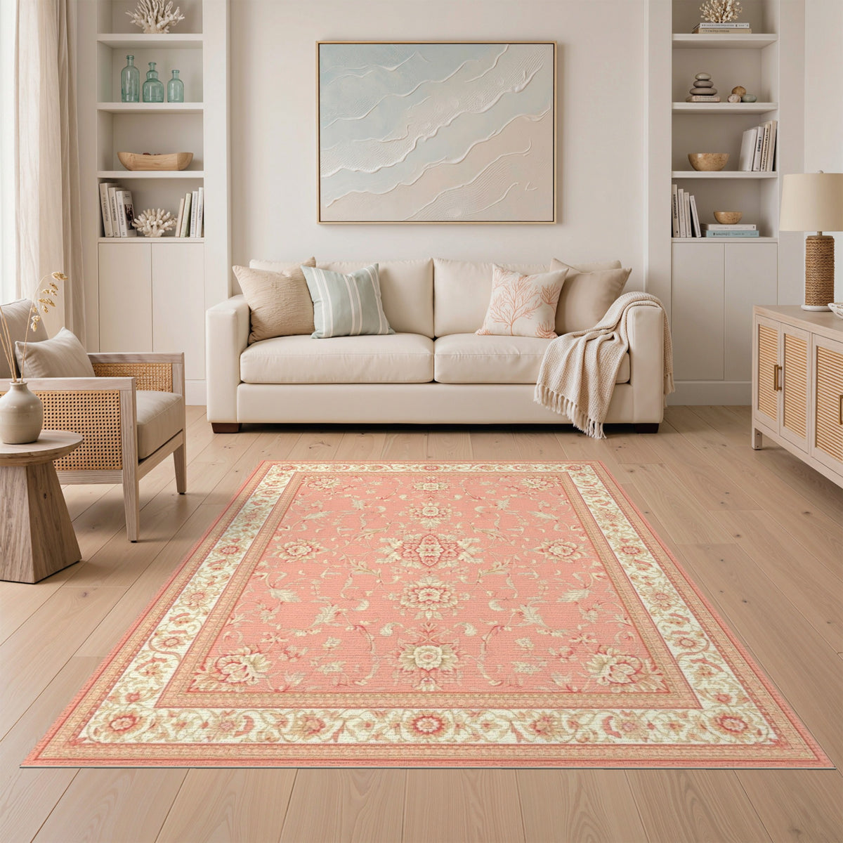 Pink Floral Vintage Area Rug
