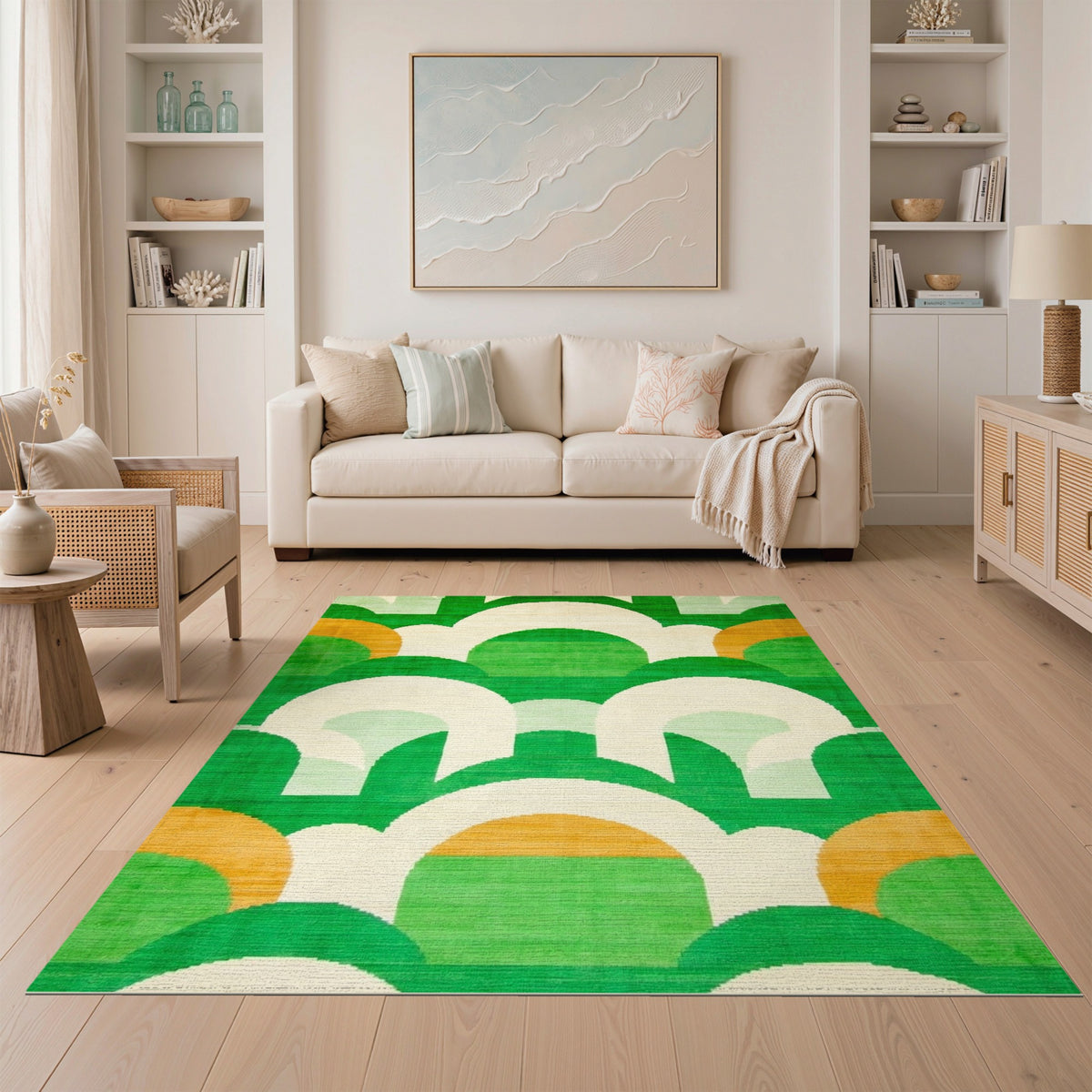 Green Geometric Arch Area Rug