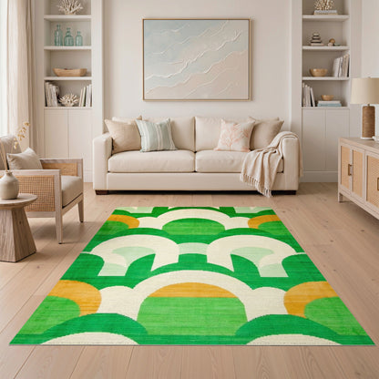 Green Geometric Arch Area Rug