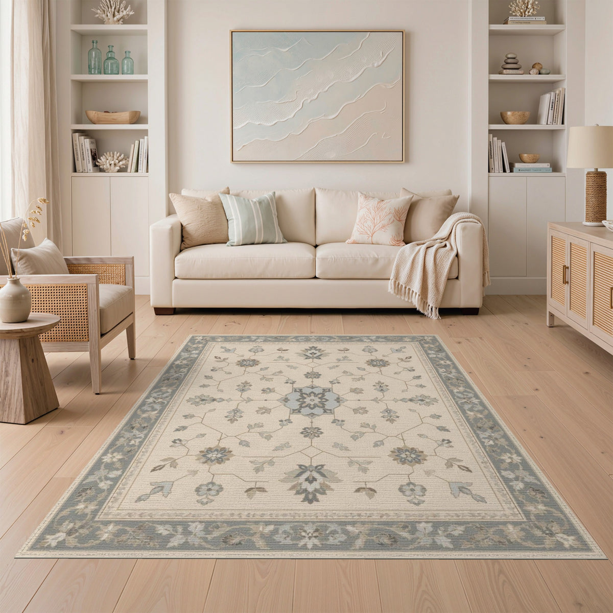 Blue Medallion Floral Persian Area Rug