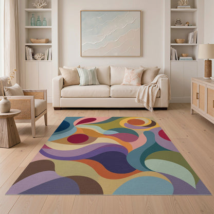 Abstract Area Multi-color and Patterns Vibrant Multi-Color Abstract Swirl Area Rug