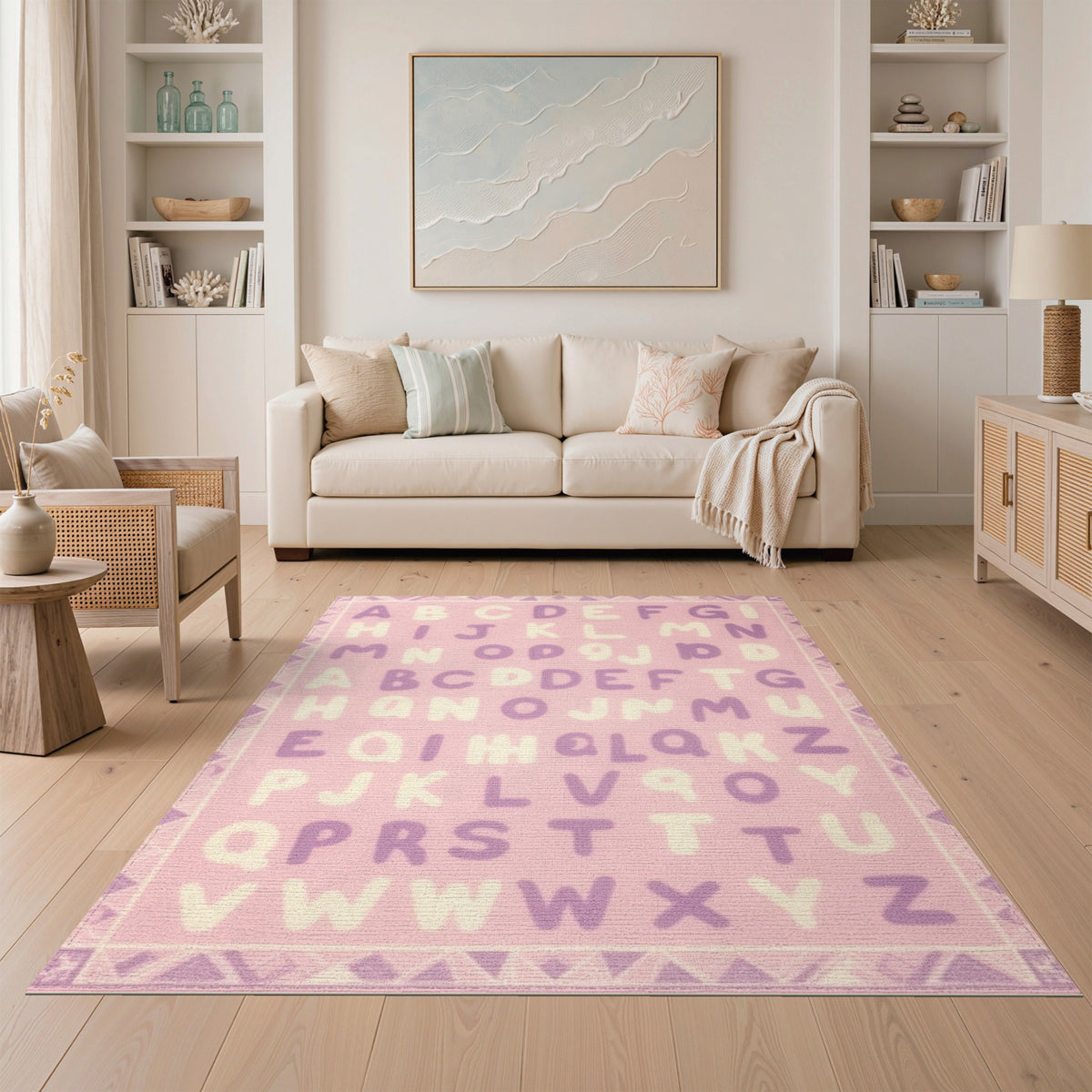 Purple Alphabet Kids Washable Area Rug