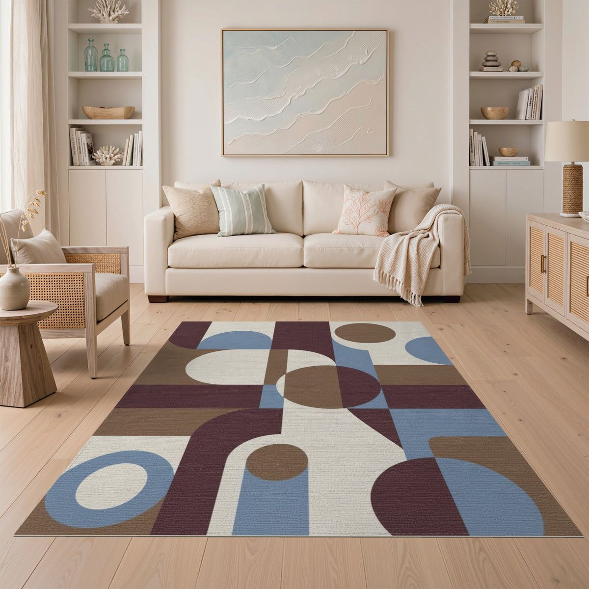 Brown and Tan Geometric Brown Tan Modern Area Rug