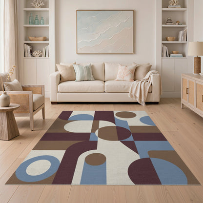 Brown and Tan Geometric Brown Tan Modern Area Rug