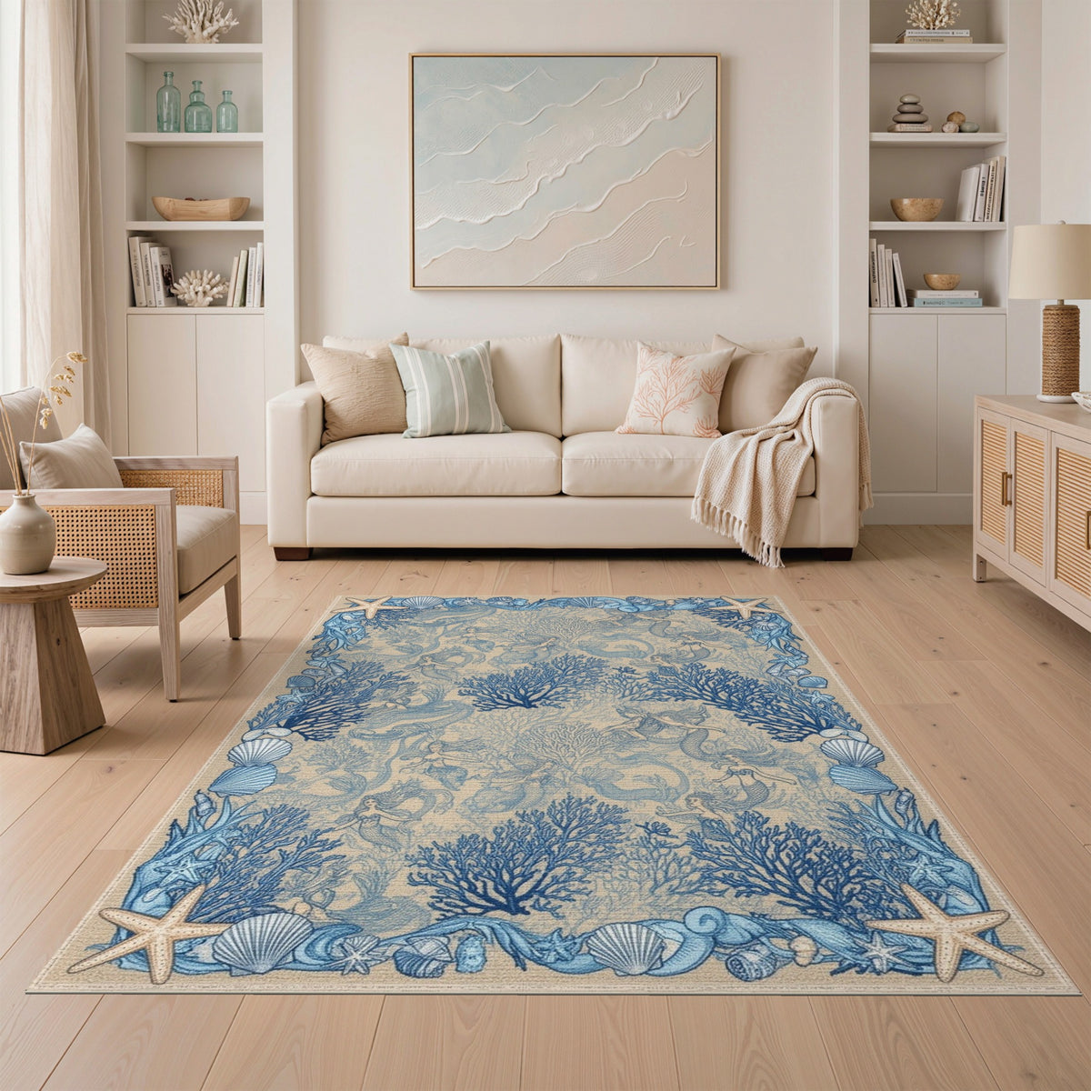 Blue Mermaid Coastal Area Rug
