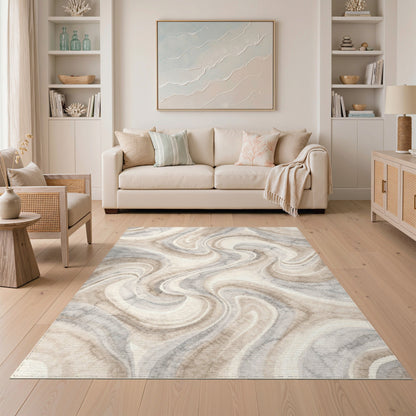 Beige Swirl Abstract No. 4 Area Rug
