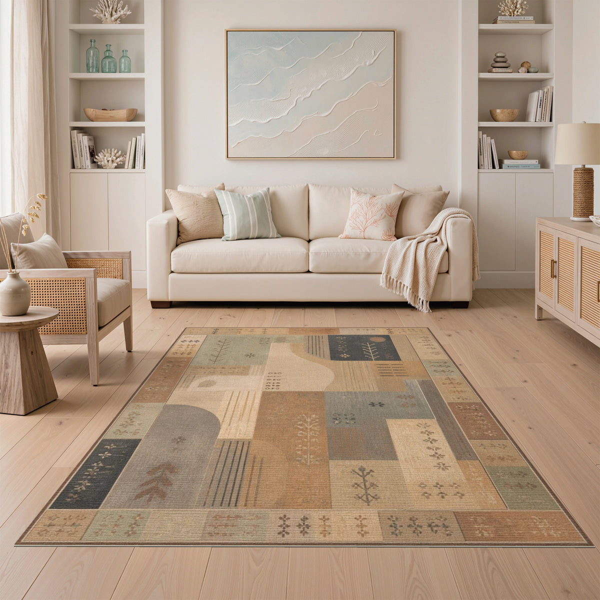 Geometric Modern Brown Tan Geometric Abstract Area Rug
