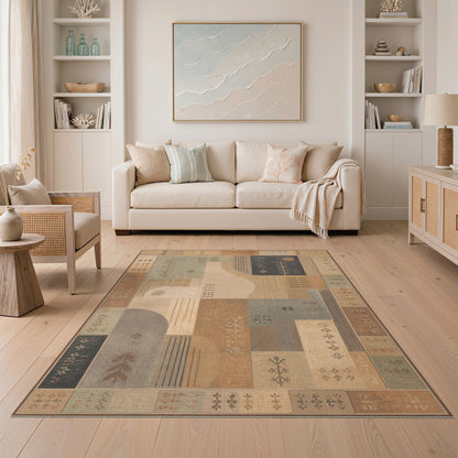 Geometric Modern Brown Tan Geometric Abstract Area Rug