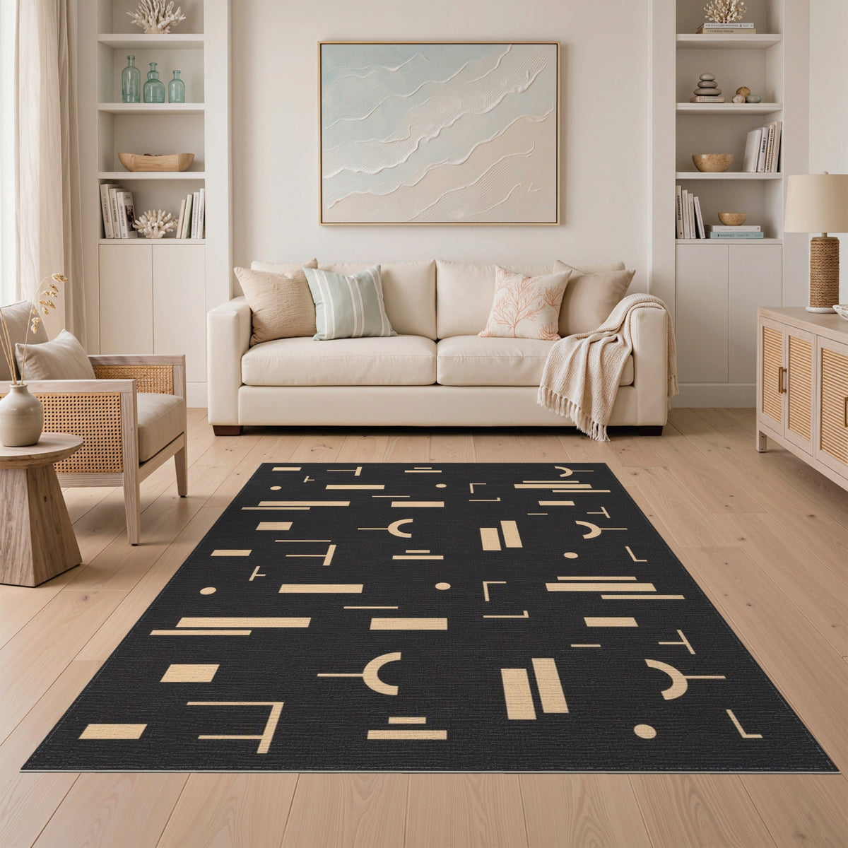 Beige Geometric Modern No. 28 Area Rug