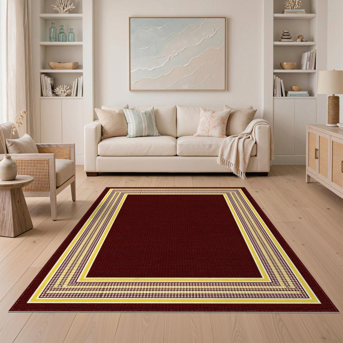 Red Traditional Persian Border Area Rug