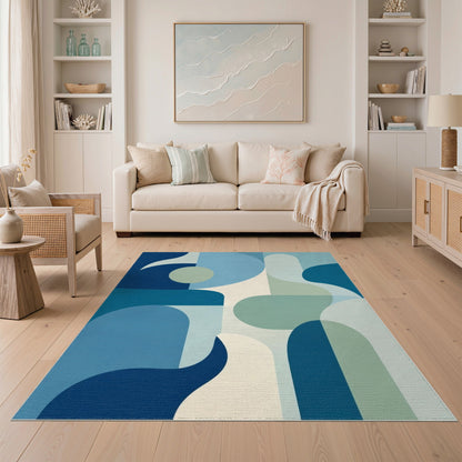 Abstract Area Blue and Teal Blue Teal Abstract Area Rug