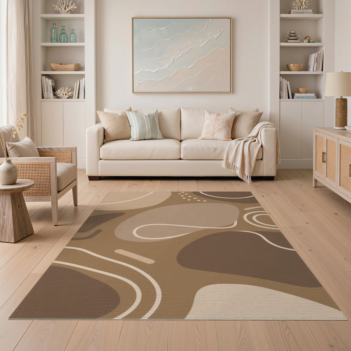 Organic Abstract Brown Area Rug