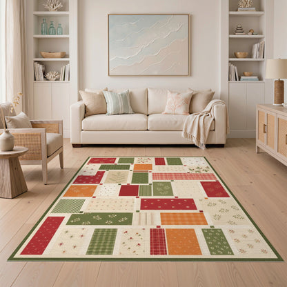 Patchwork Berry Plaid Area Rug