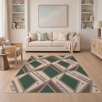 Geometric Lattice Diamond Area Rug