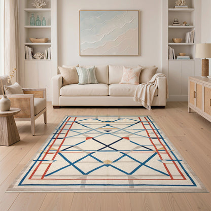 Diamond Blue and Teal Blue Geometric Diamond Area Rug