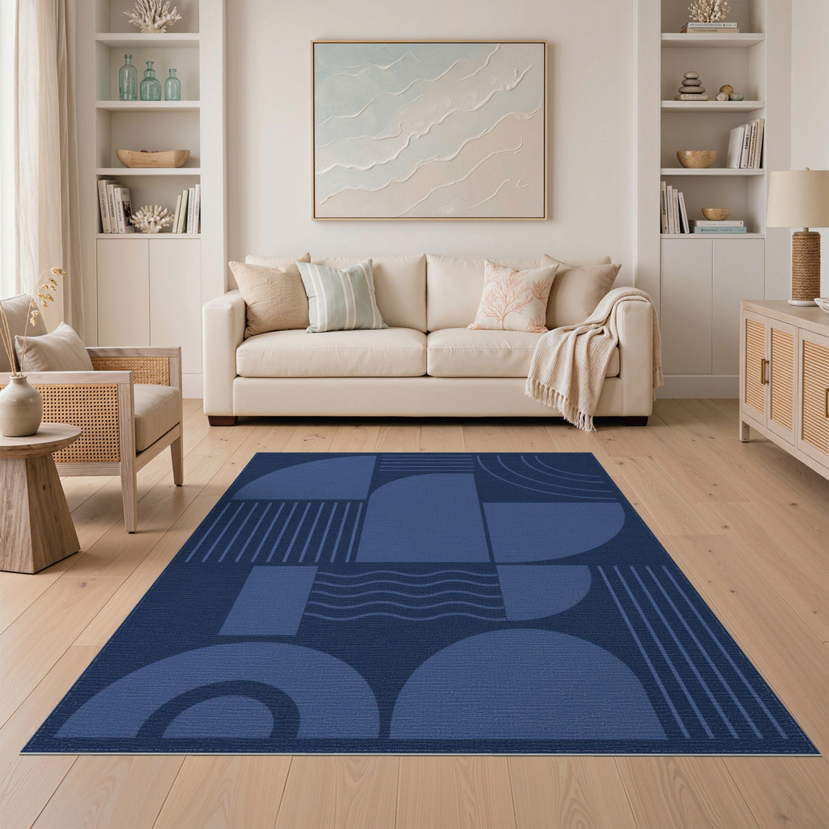 Navy Geometric Modern Navy Blue Geometric Area Rug