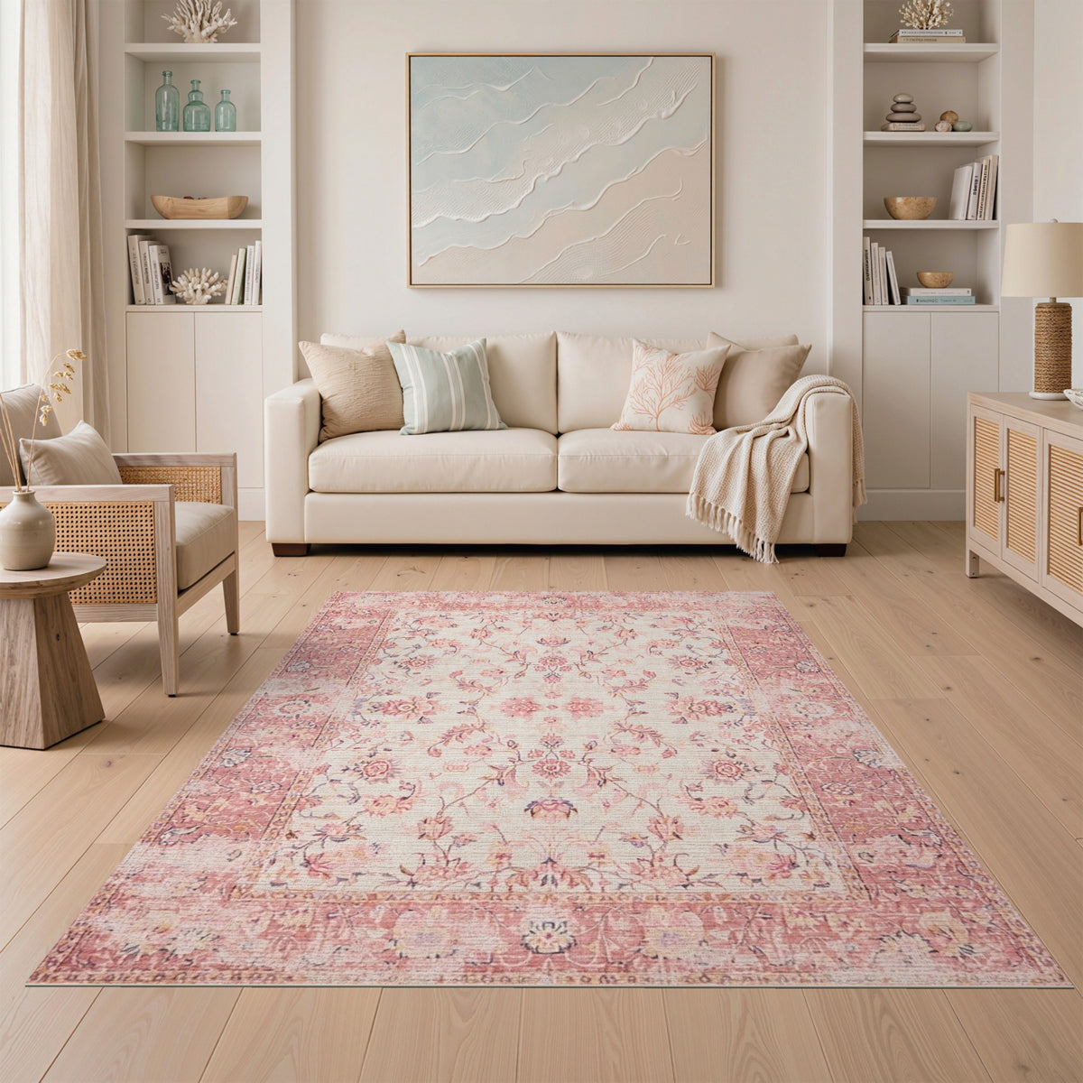 Blush Pink Floral Vintage No. 40 Area Rug