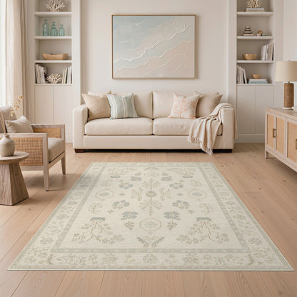 Blue Floral Vintage Area Rug