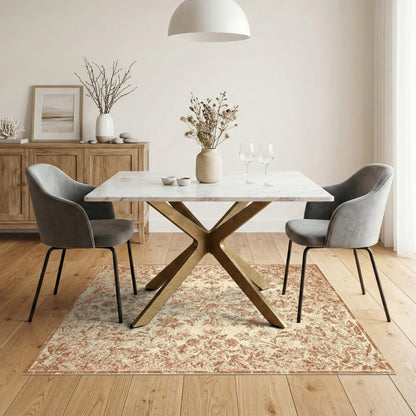 Brown Floral Vintage Distressed Area Rug