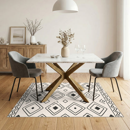 Black White Tribal Diamond Area Rug