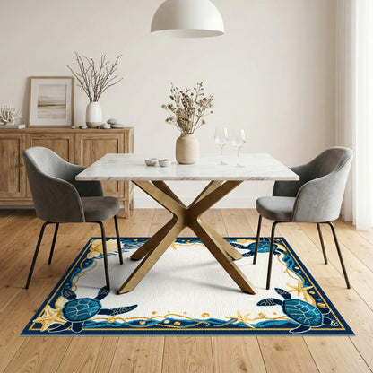 Washable Coastal Sea Turtle Area Rug