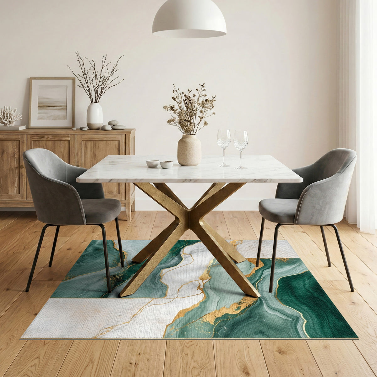 Abstract Area Teal Marble Gold Abstract Area Rug
