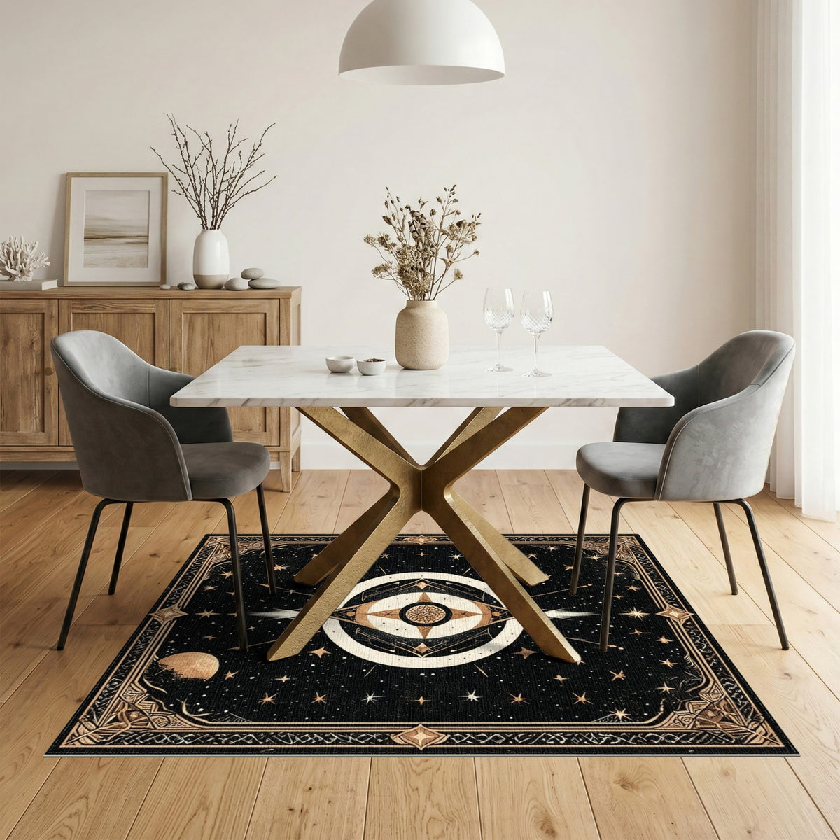 Celestial Gold Geometric Area Rug